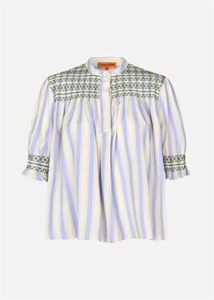 Smocked Cotton gathered bluse Pastel Stripes Stine Goya 